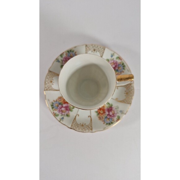 Vintage Floral Pink Iris Fine China Tea Cup & Saucer with Gold Trim Ucagco Japan - Picture 2 of 10